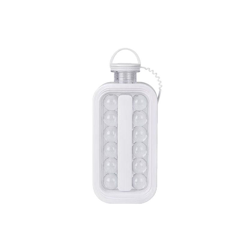 Ice Cube Making Bottle - BPA Free - Ice Tray - Ice Ball Mold - 2 in 1 - Freezer Safe (White)