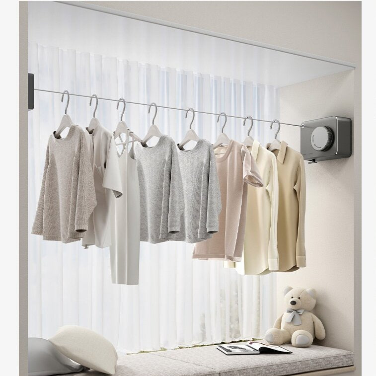 Laundry Line, 4.28M Non-Sagging Clothes Drying Line with Retractable Stainless Steel Rope String for Hanging Drying Bathroom Laundry