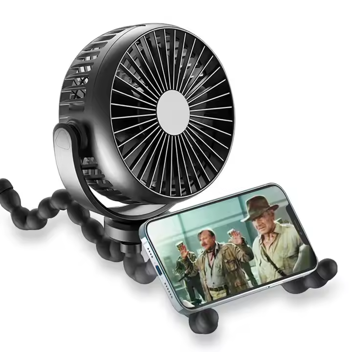 Portable Baby Stroller Fan – 360° Rotating Rechargeable Mini Clip Fan with Flexible Tripod