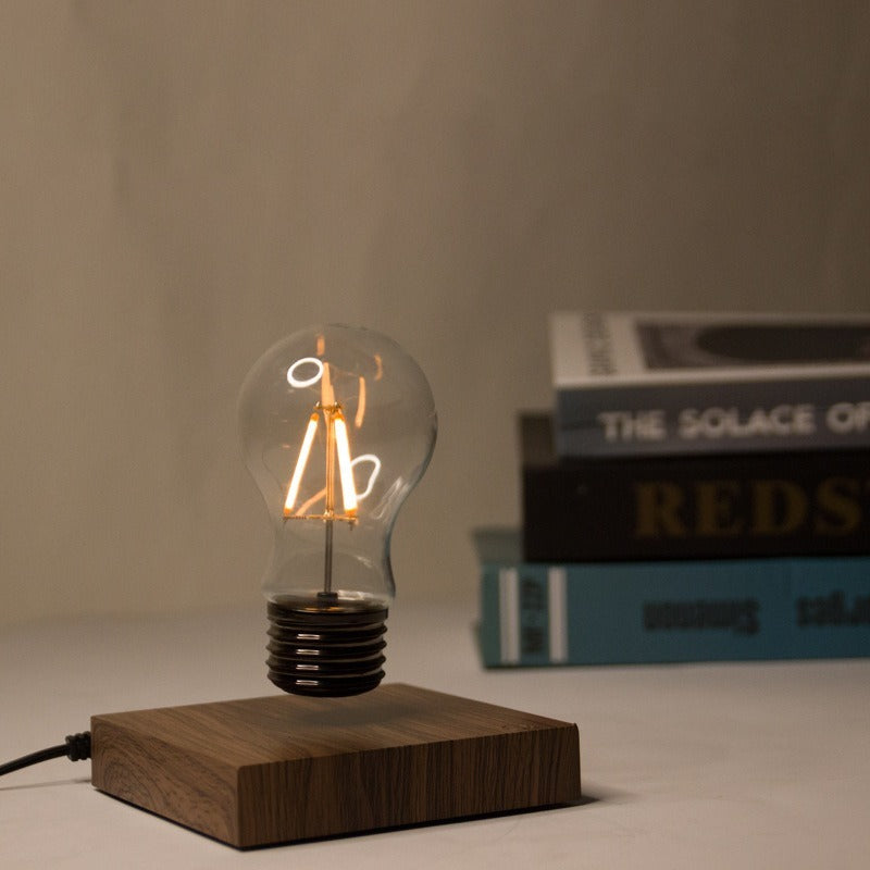 Wooden Magnetic Levitating Bulb Lamp – Floating LED Light with 360° Rotation | Modern Desk & Home Decor