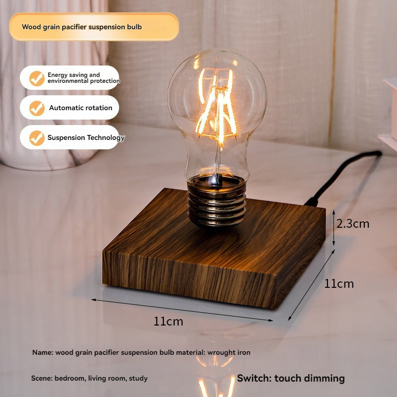Wooden Magnetic Levitating Bulb Lamp – Floating LED Light with 360° Rotation | Modern Desk & Home Decor