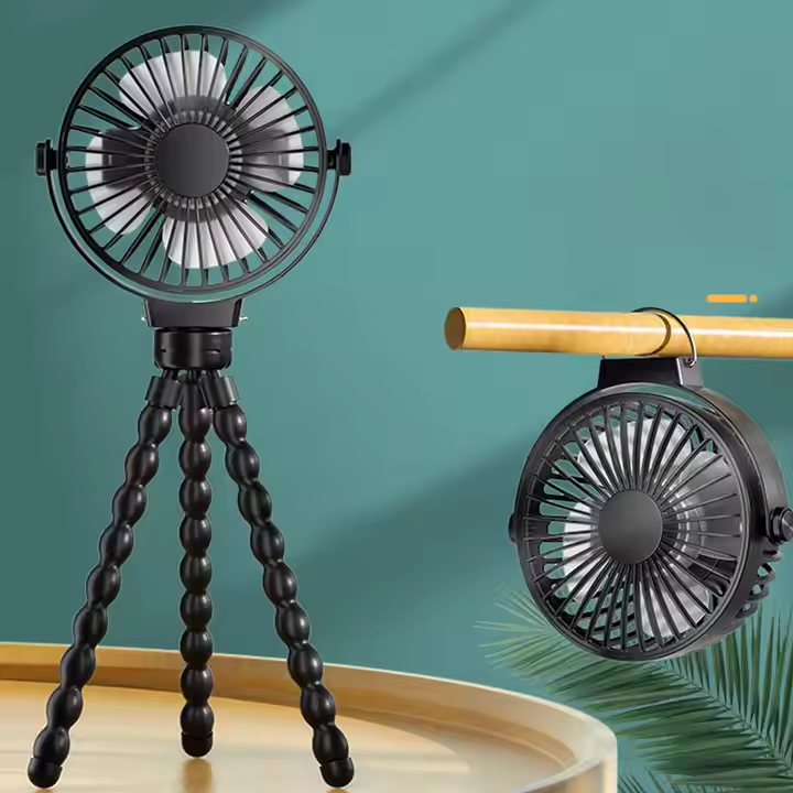 Portable Baby Stroller Fan – 360° Rotating Rechargeable Mini Clip Fan with Flexible Tripod