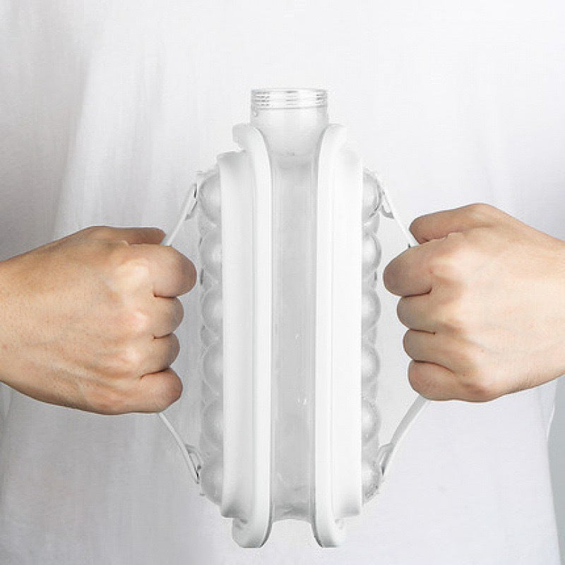 Ice Cube Making Bottle - BPA Free - Ice Tray - Ice Ball Mold - 2 in 1 - Freezer Safe (White)