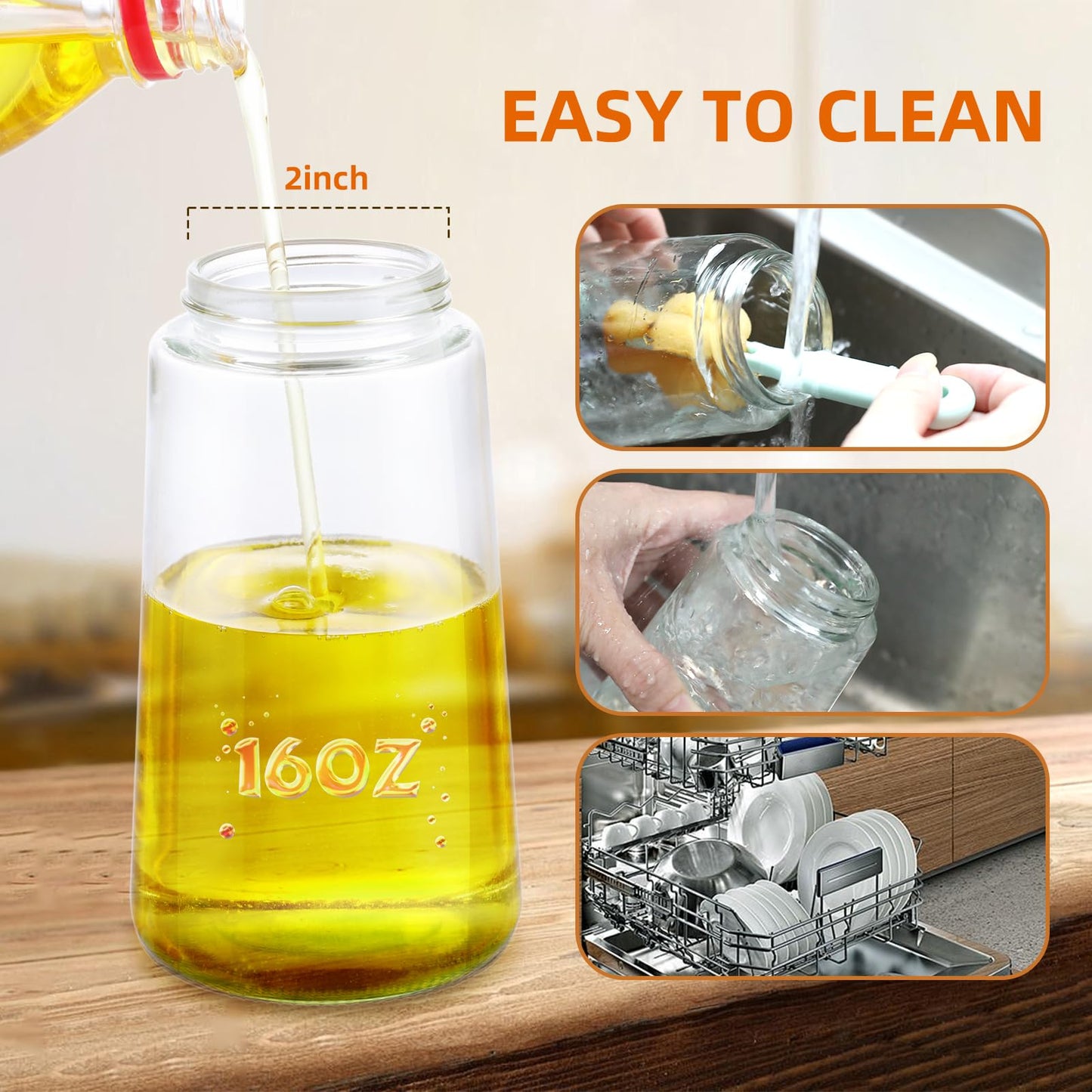 2-in-1 Oil Dispenser Bottle – Spray & Pour Oil Dispenser for Cooking, 16oz Gass Olive Oil Bottle with Halndle, Leak-Proof Kitchen Oil Container