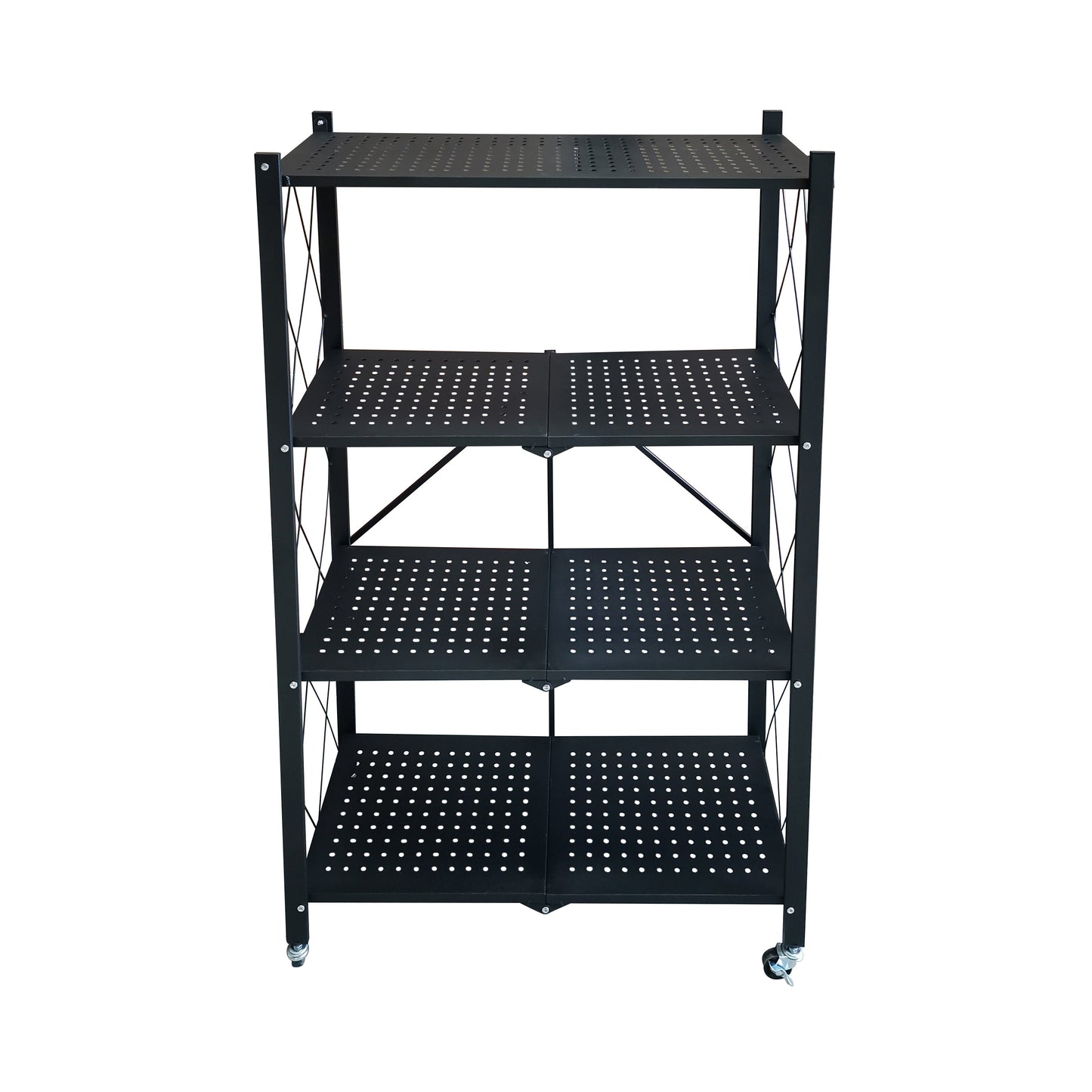 Heavy-Duty Foldable Storage Rack with Wheels – 5-Tier Metal Shelving Unit, Multipurpose Organizer for Kitchen, Garage & Office