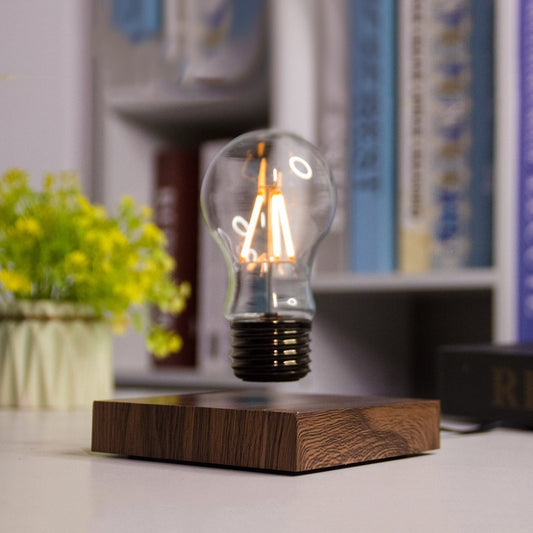 Wooden Magnetic Levitating Bulb Lamp – Floating LED Light with 360° Rotation | Modern Desk & Home Decor