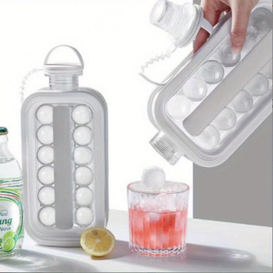 Ice Cube Making Bottle - BPA Free - Ice Tray - Ice Ball Mold - 2 in 1 - Freezer Safe (White)