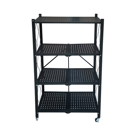 Heavy-Duty Foldable Storage Rack with Wheels – 5-Tier Metal Shelving Unit, Multipurpose Organizer for Kitchen, Garage & Office